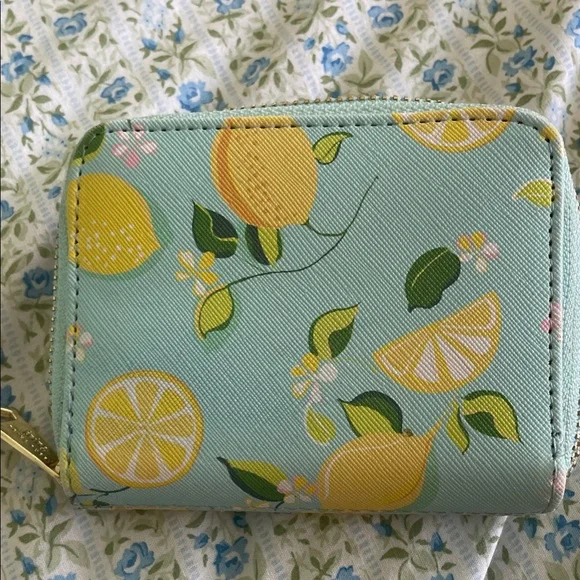 Trina Turk Lemon Print Tote bag and wallet- Blue and Yellow - Picture 12 of 16